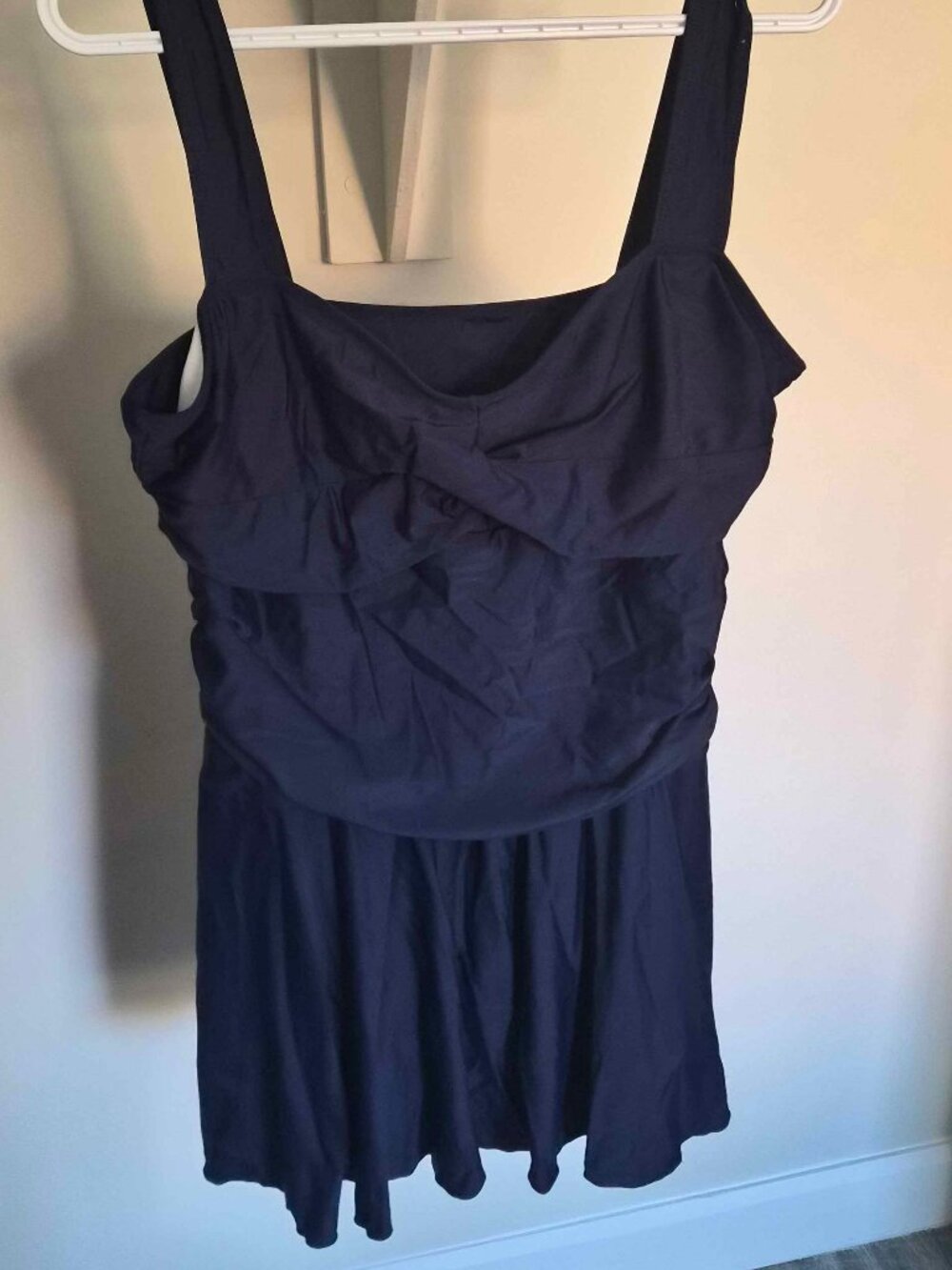 Navy Blue One-piece Swimsuit with Skirt